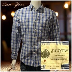 J. Crew Men's Blue and White Checkered Shirt